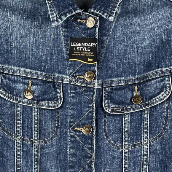 NWT Lee Women's Legendary Style Stretch Blue Denim Jacket Size Small Regular Fit - Picture 7 of 13